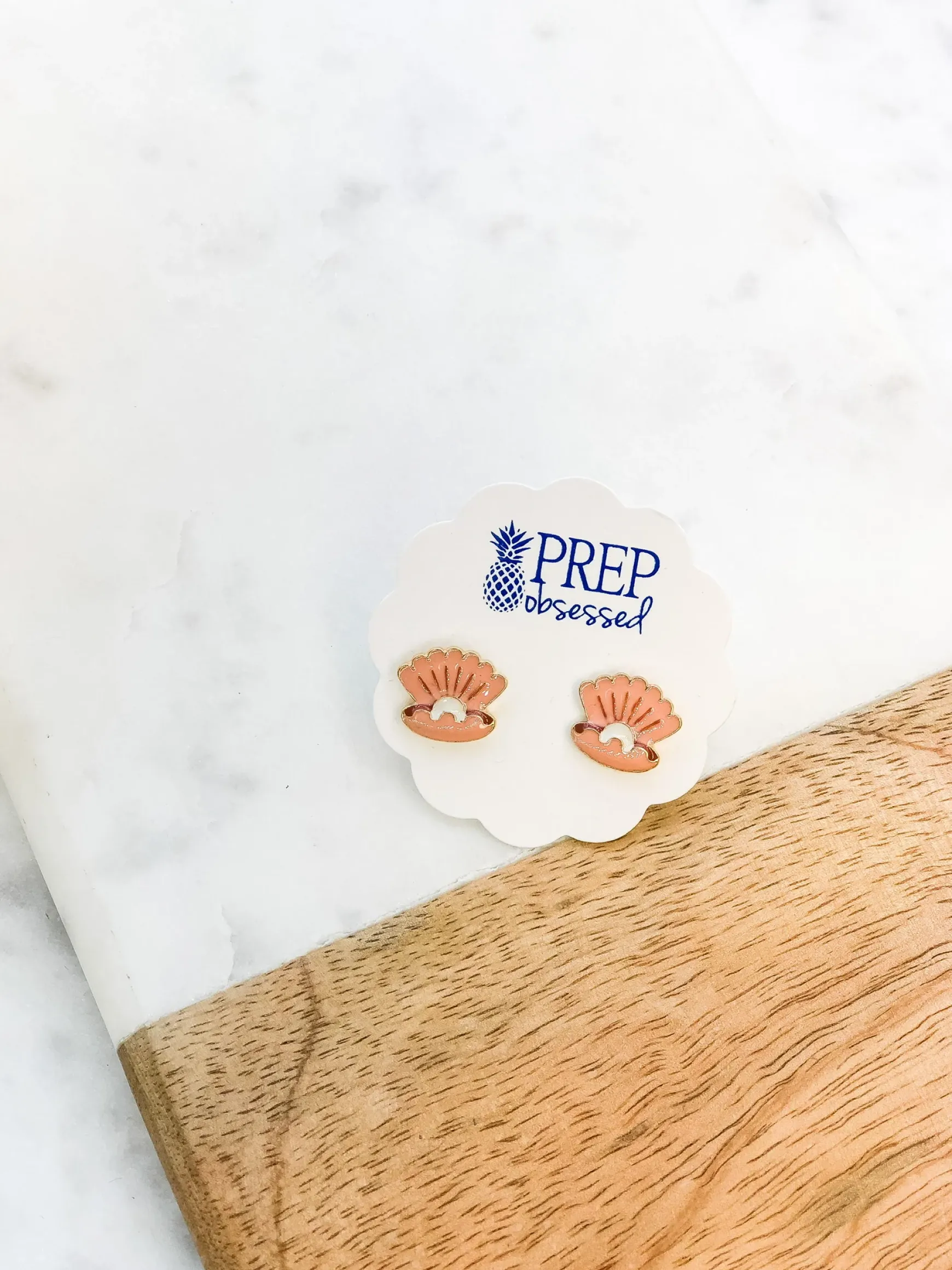 Pearl Shell Signature Enamel Studs by Prep Obsessed
