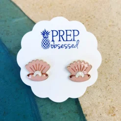 Pearl Shell Signature Enamel Studs by Prep Obsessed