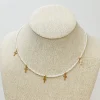 Pearl Strand Cross Station Necklace - Gold