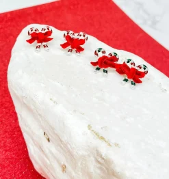 Pearl Striped Candy Cane Stud Earrings - Red