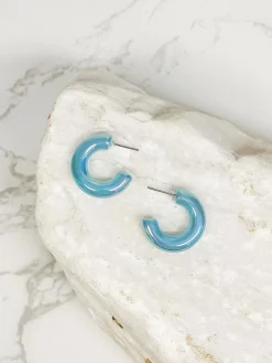 Pearlescent Mini Acrylic Hoops - Teal