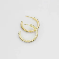 Pearly Sparkle Hoop Earrings