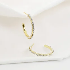 Pearly Sparkle Hoop Earrings