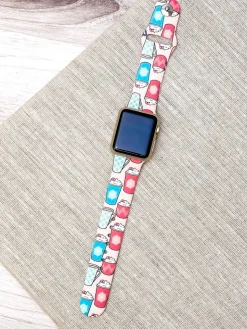 Peppermint Latte Printed Silicone Smart Watch Band