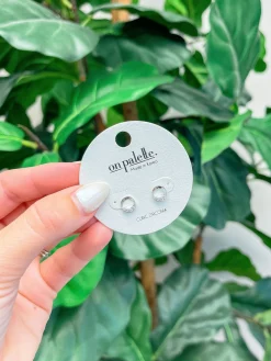 Petite Cubic Zirconia Circle Stud Earrings - White Gold