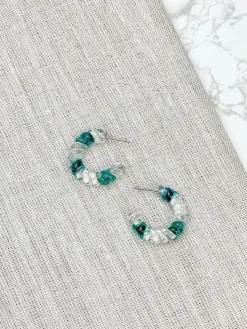 Petite Dried Flower Hoop Earrings - Green