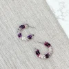 Petite Dried Flower Hoop Earrings - Purple