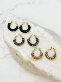 Petite Seed Bead Hoop Earrings - Gold