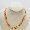 Petite Shiny Gold Link Acrylic Necklace - Coral