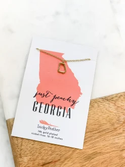 Petite State Outline Pendant Necklaces by Lucky Feather - Georgia