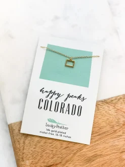 Petite State Outline Pendant Necklaces by Lucky Feather - Colorado