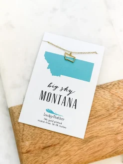 Petite State Outline Pendant Necklaces by Lucky Feather - Montana