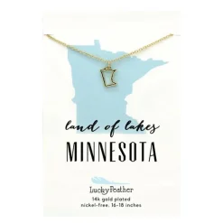 Petite State Outline Pendant Necklaces by Lucky Feather - Minnesota