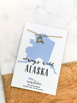 Petite State Outline Pendant Necklaces by Lucky Feather - Alaska