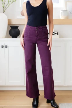 Petunia High Rise Wide Leg Jeans in Plum
