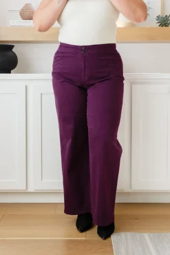 Petunia High Rise Wide Leg Jeans in Plum