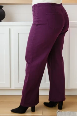 Petunia High Rise Wide Leg Jeans in Plum
