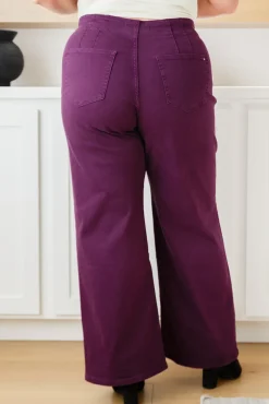 Petunia High Rise Wide Leg Jeans in Plum
