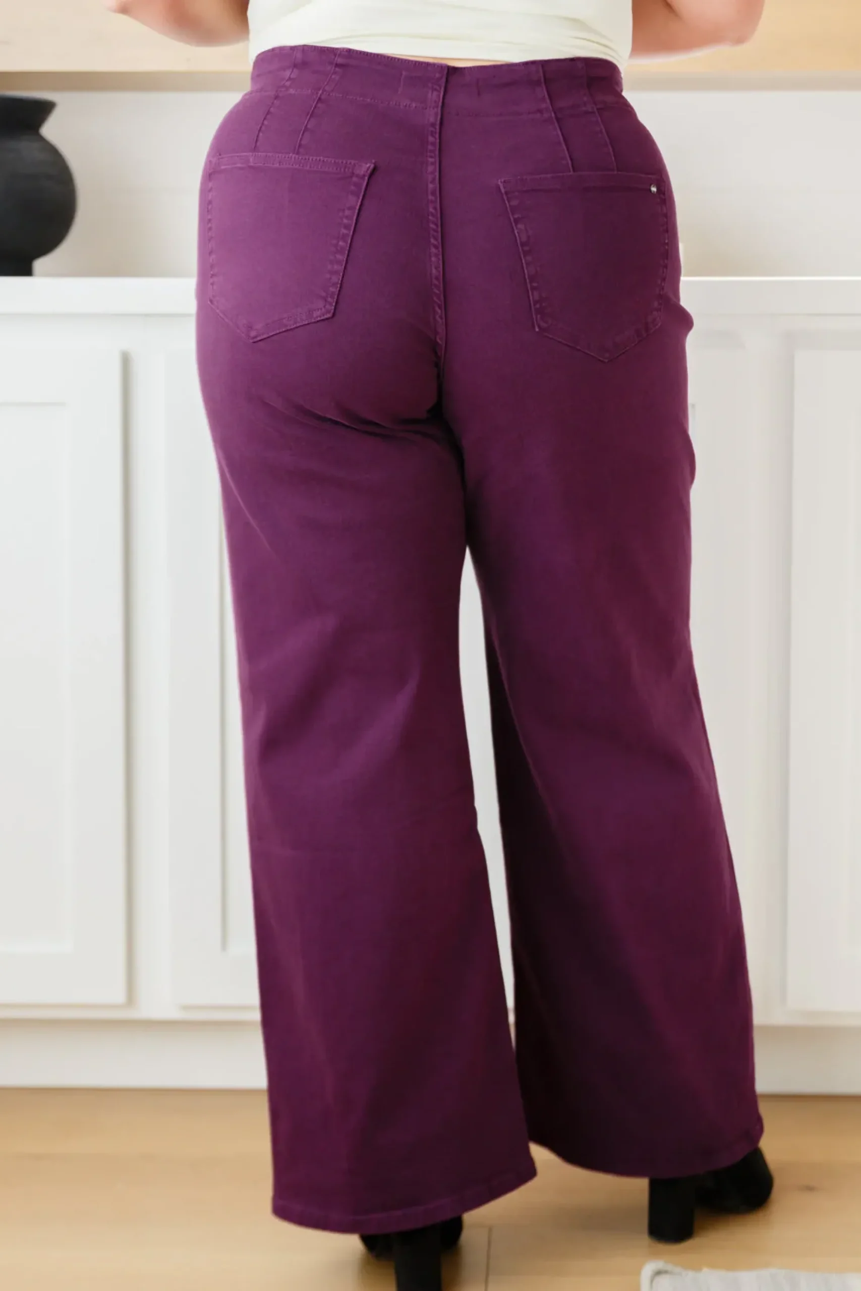 Petunia High Rise Wide Leg Jeans in Plum