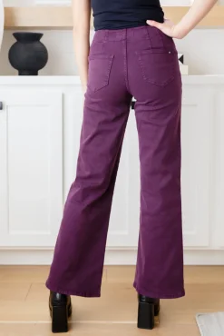 Petunia High Rise Wide Leg Jeans in Plum
