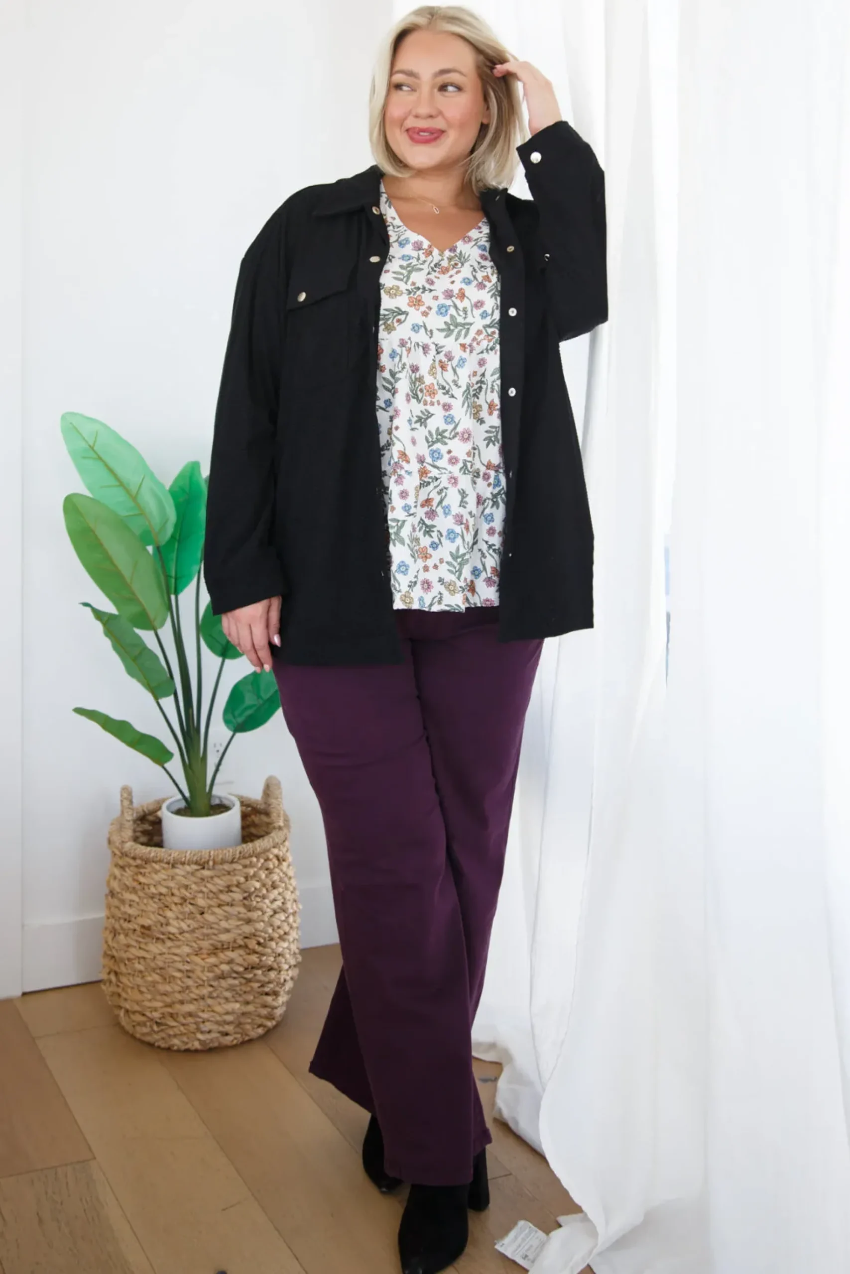 Petunia High Rise Wide Leg Jeans in Plum