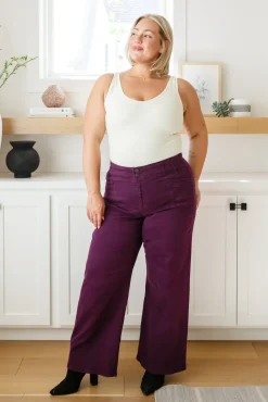 Petunia High Rise Wide Leg Jeans in Plum