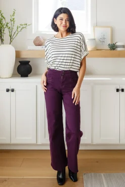 Petunia High Rise Wide Leg Jeans in Plum