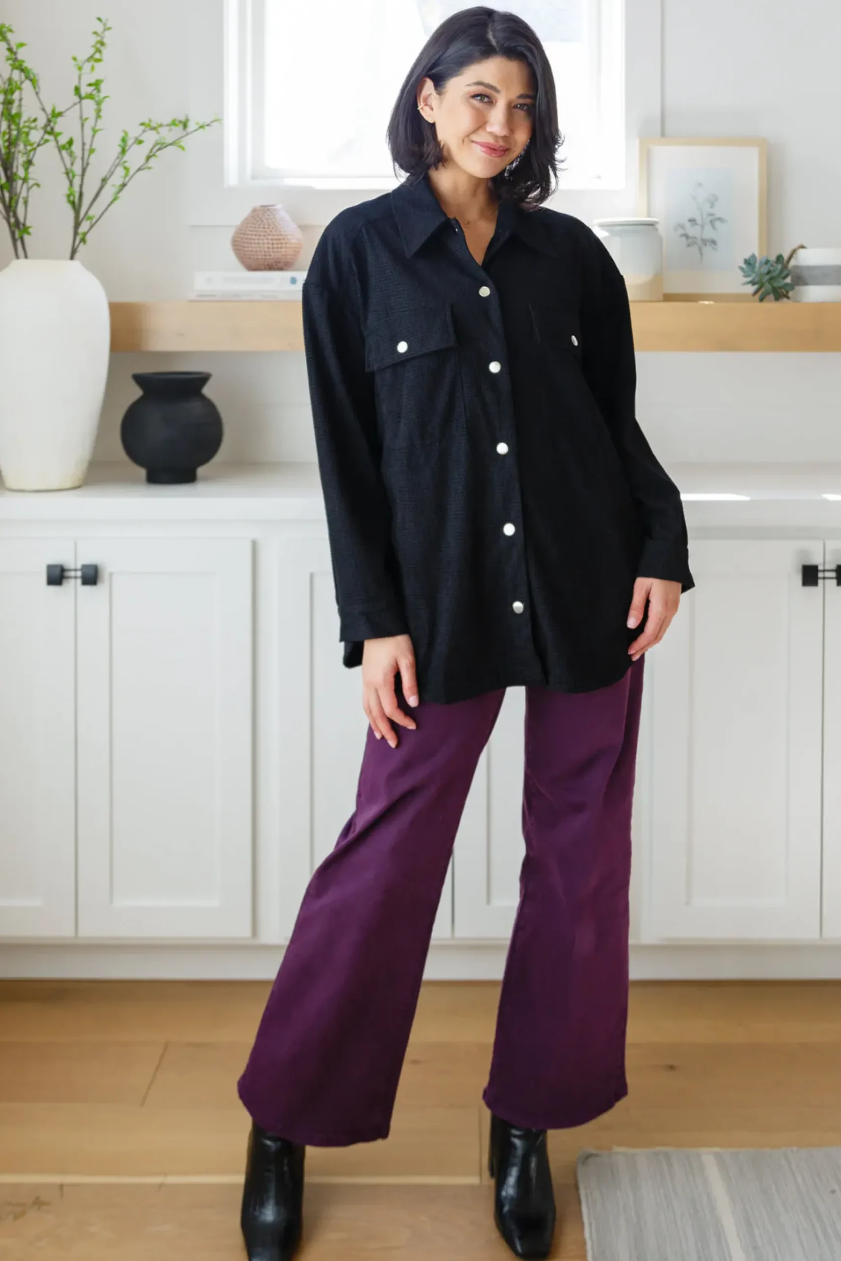 Petunia High Rise Wide Leg Jeans in Plum
