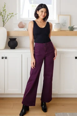 Petunia High Rise Wide Leg Jeans in Plum