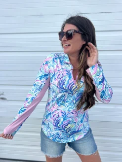 Peyton Long Sleeve Quarter-Zip by Simply Southern - Watercolor
