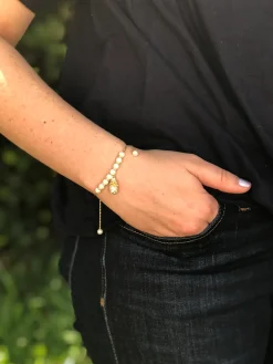 Pineapple Of My Eye Pearl Pull Bracelet - Gold