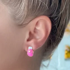 Pink Boxing Gloves Signature Enamel Stud Earrings