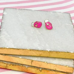 Pink Boxing Gloves Signature Enamel Stud Earrings
