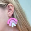 Pink Geometric Arch Dangle Earrings