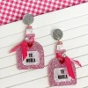 Pink Glitter Tequila Dangle Earrings
