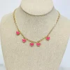 Pink Heart Enamel Dangle Necklace