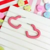 Pink Open Heart Hoop Earrings