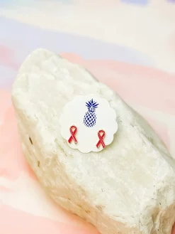 Pink Ribbon Signature Enamel Stud Earrings