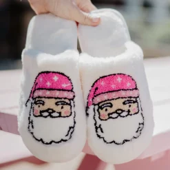 Pink Santa Face Slippers by Katydid