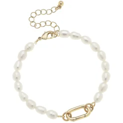 Piper Freshwater Pearl Charm Bracelet Base in Ivory By Canvas