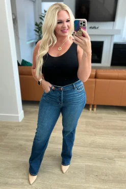 Pippa High Rise Button Fly Straight Jeans by Judy Blue