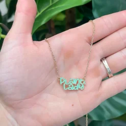 'Plant Lady' Enamel Pendant Necklace