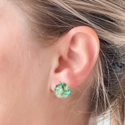 Pressed Flower Acrylic Stud Earrings - Green