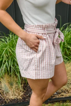 Prim & Pretty Gingham Tie Shorts