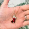 Printed Stocking Pendant Necklace - Red Buffalo Check