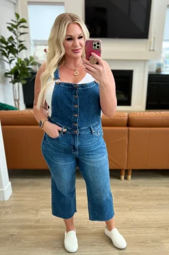 Priscilla High Rise Crop Wide Leg Denim Overalls by Judy Blue