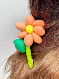Puffy Flower Hair Clip - Pink