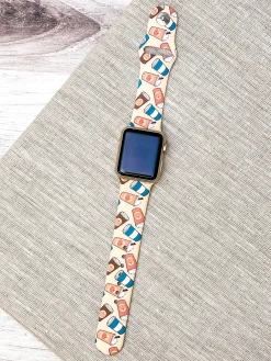 Pumpkin Latte Printed Silicone Smart Watch Band - Orange