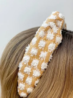 Raffia Embossed Knotted Headband - White