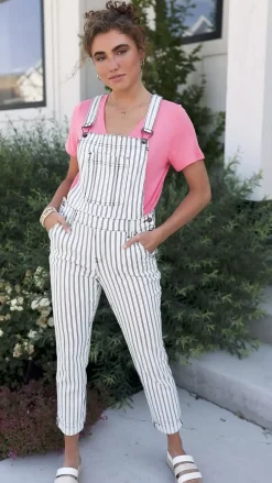 Railroad Stripe Overalls by Judy Blue
